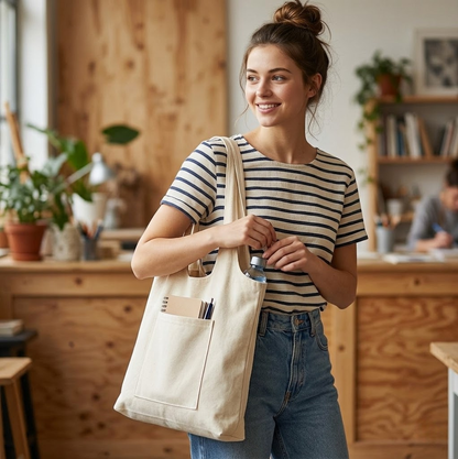 Canvas Bag With Pockets